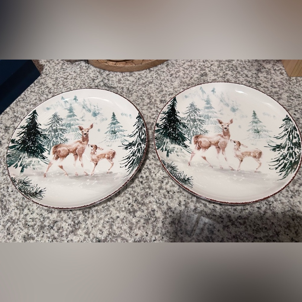 Hobby Lobby Robert Stanley Christmas Deer plates set of 2